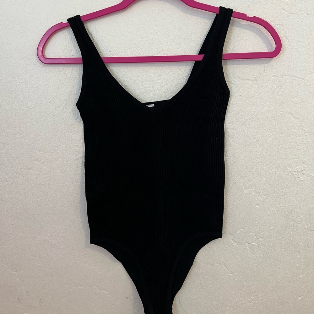 Black Ribbed Bodysuit